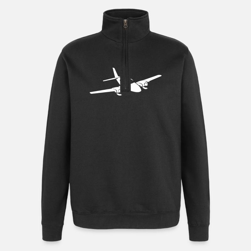 Minimalistisk propelplan-silhuet - Sweatshirt med 1/4 lynlås - sort