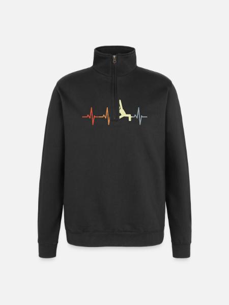 Yoga ECG Heartbeat - Quarter-Zip Sweatshirt - black