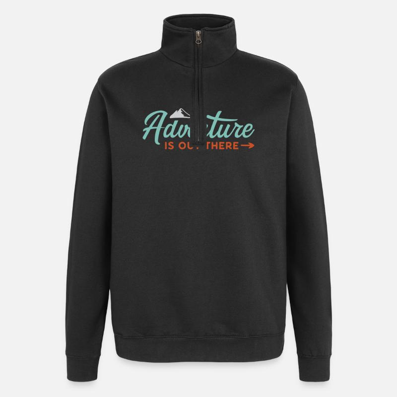 Abenteuer ist da draußen - Quarter-Zip-Sweatshirt - Schwarz