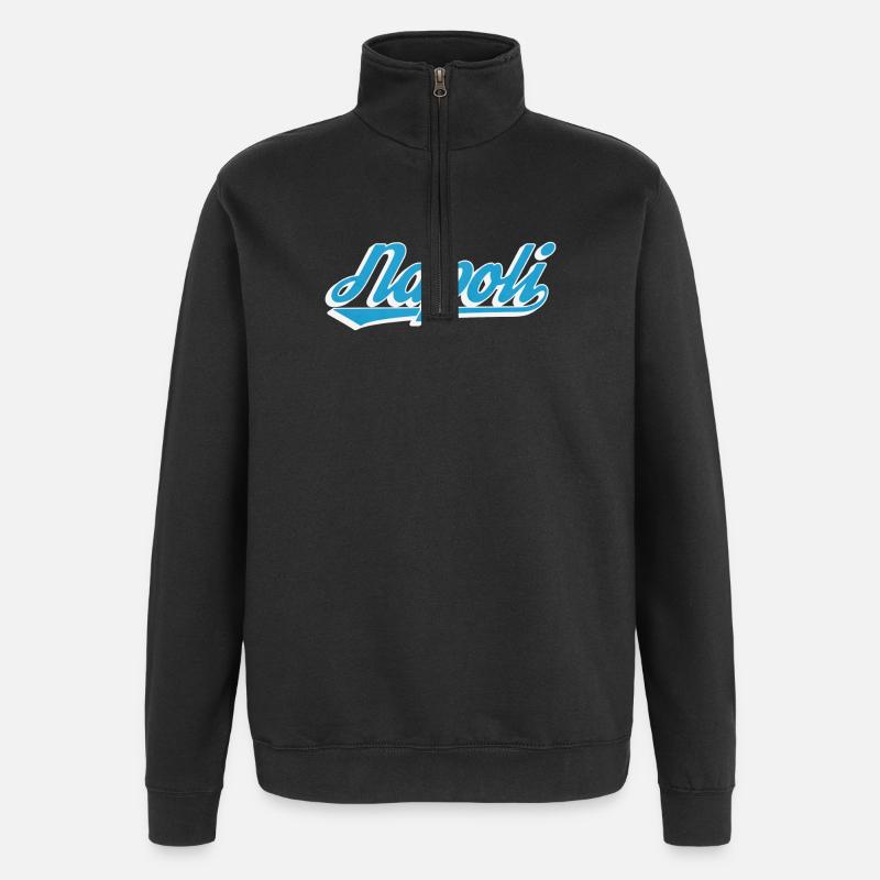 Napoli Retro Script Blue - Quarter-Zip Sweatshirt - black