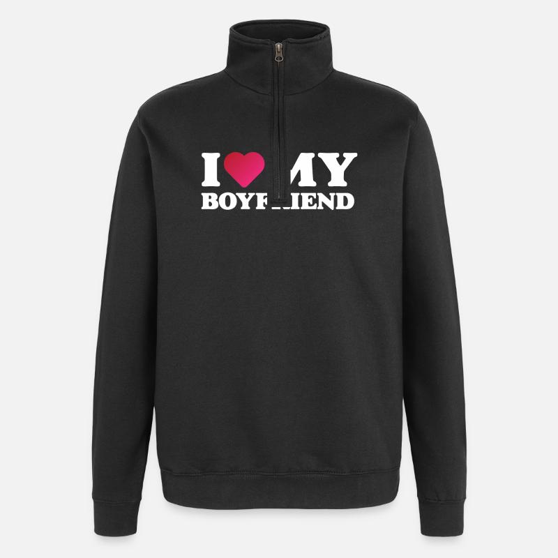 J’aime mon petit ami - Sweat à zip 1/4 - noir