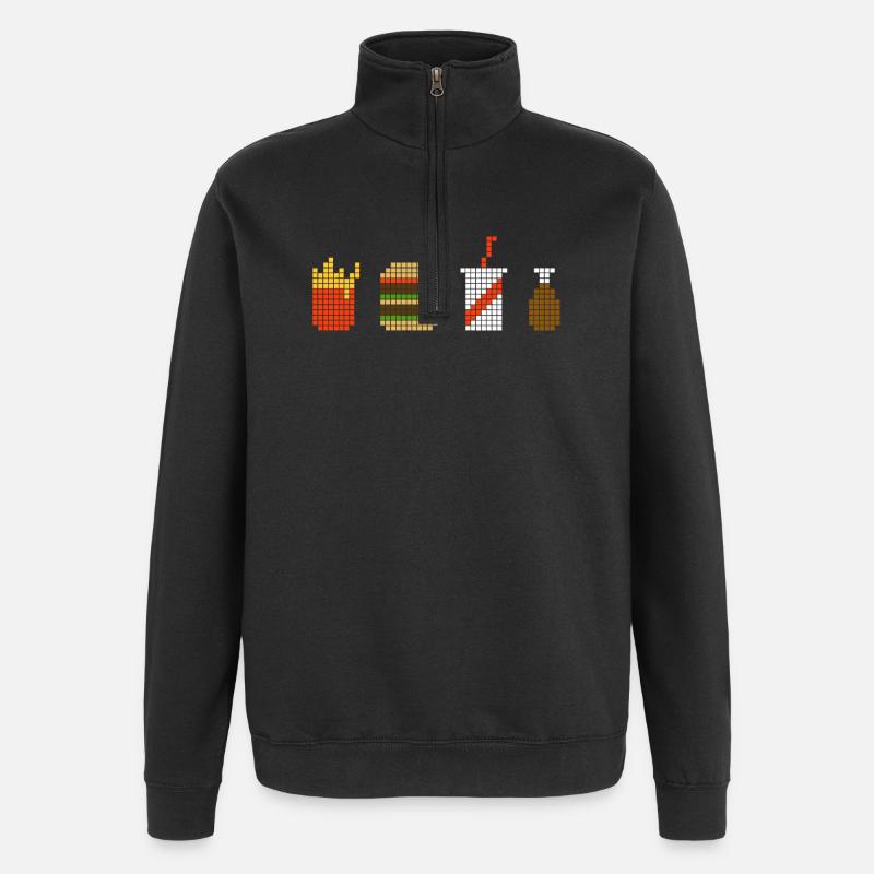 Pixel Fastfood - Quarter-Zip-Sweatshirt - Schwarz