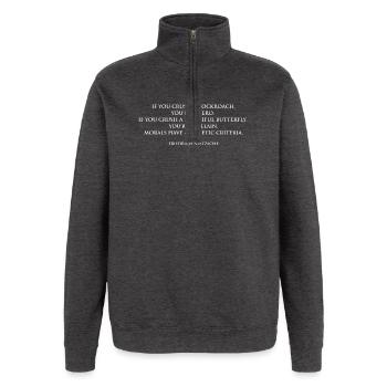 Ästhetische Moral: Nietzsche Zitat Geschenk - Quarter-Zip-Sweatshirt - Anthrazit - Vorne - AI Model Female 172 light (172cm) & AI Model Male 178 dark (178cm)