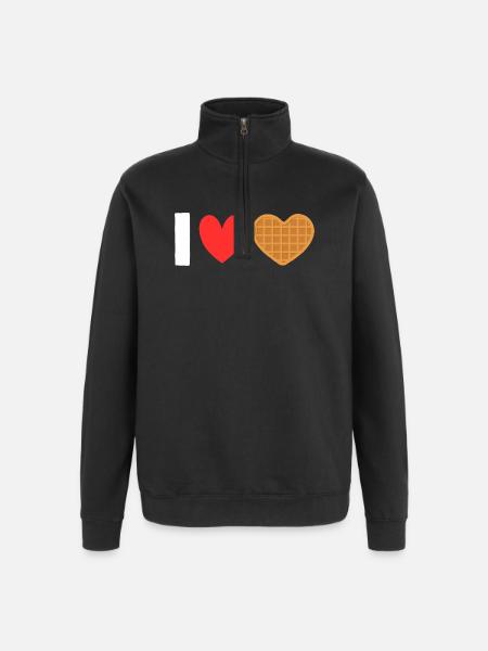 I Love Waffles Heart Waffle Breakfast - Quarter-Zip Sweatshirt - black