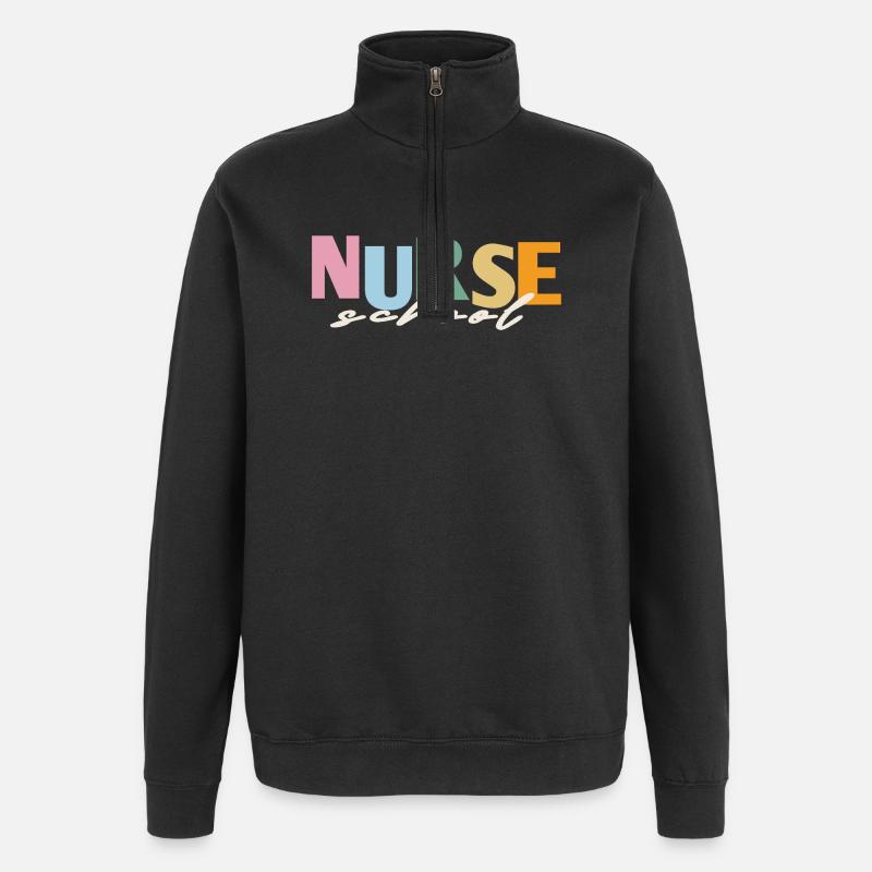 retro krankenschwester schule  - Quarter-Zip-Sweatshirt - Schwarz