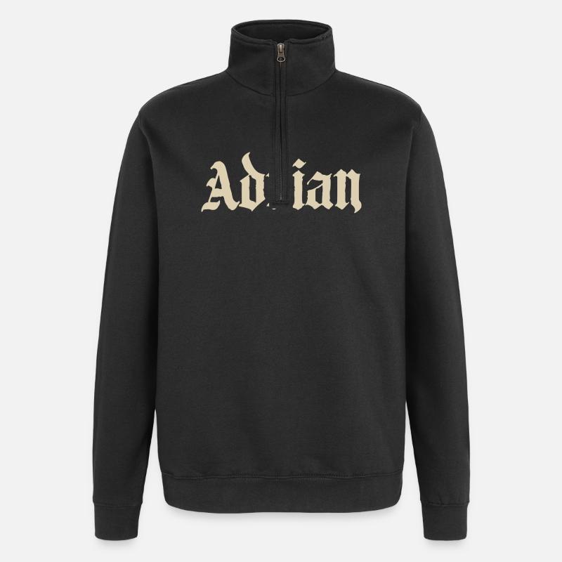 Adrian Gothic Lettering - Quarter-Zip Sweatshirt - black