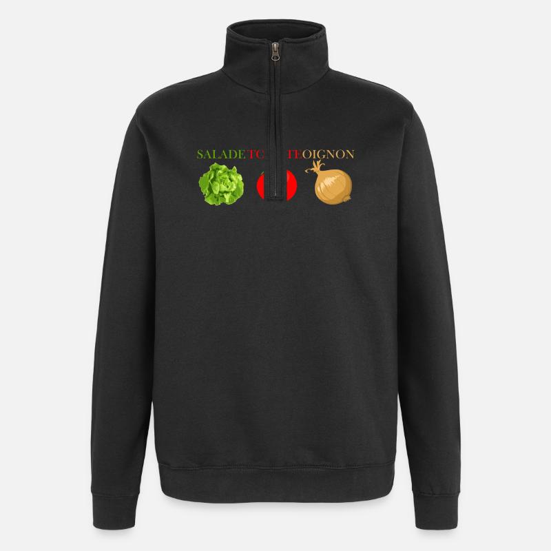 salade tomate oignon - Sweat à zip 1/4 - noir