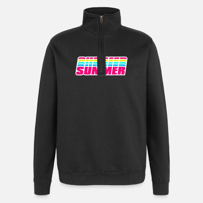 Retro Summer | 80s Style Rainbow  - Quarter-Zip Sweatshirt - black