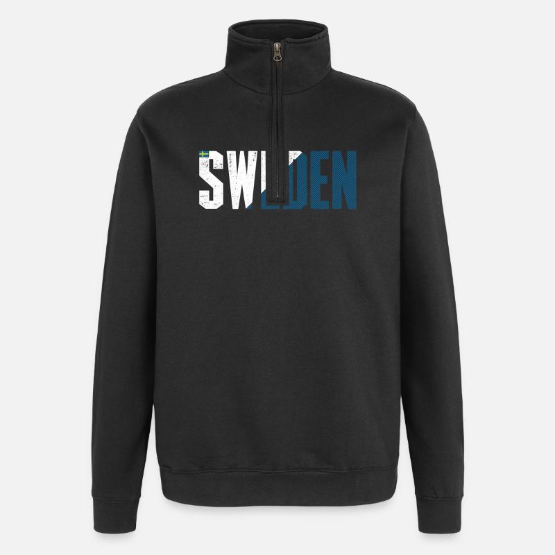 Sweden Bold Flag Typography - Quarter-Zip Sweatshirt - black