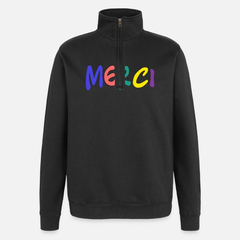 MERCI. MAÎTRESSE. MAÎTRE. MERCI MAÎTRESSE - Sweat à zip 1/4 - noir