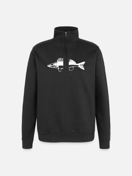 Fish with water movement - Quarter-Zip Sweatshirt - black