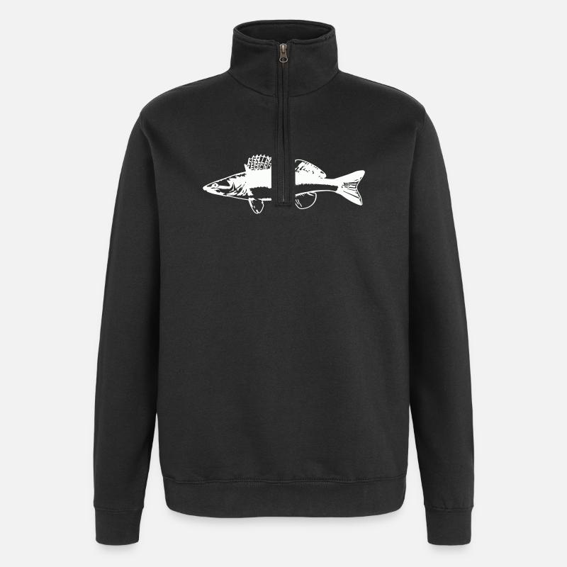 Fish with water movement - Quarter-Zip Sweatshirt - black