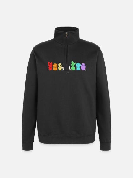 Plant Cactus Cacti - Quarter-Zip Sweatshirt - black