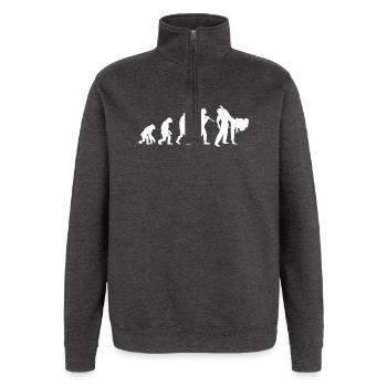 Judo Evolution Kampfkunst-Expertengeschenk - Quarter-Zip-Sweatshirt - Anthrazit - Vorne - AI Model Female 172 light (172cm) & AI Model Male 178 dark (178cm)