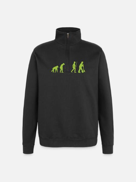 Evolution - vom Urmensch zum Gartenfreund - Quarter-Zip-Sweatshirt - Schwarz
