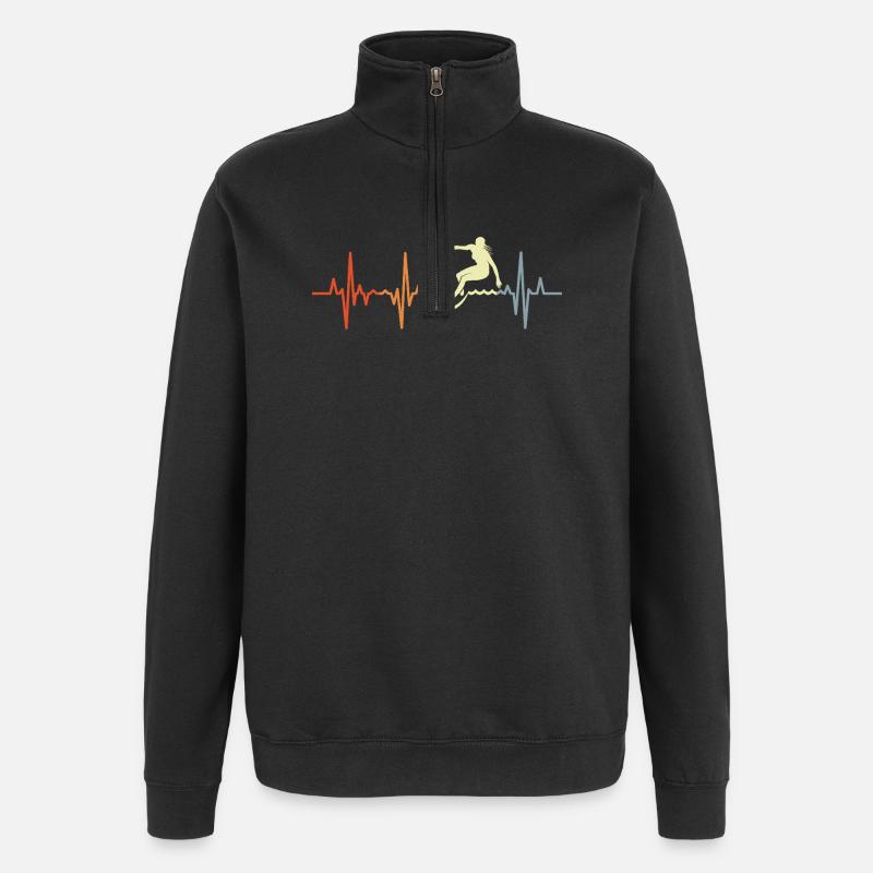 Surfer Girl Rétro Heart Palpitations - Sweat à zip 1/4 - noir