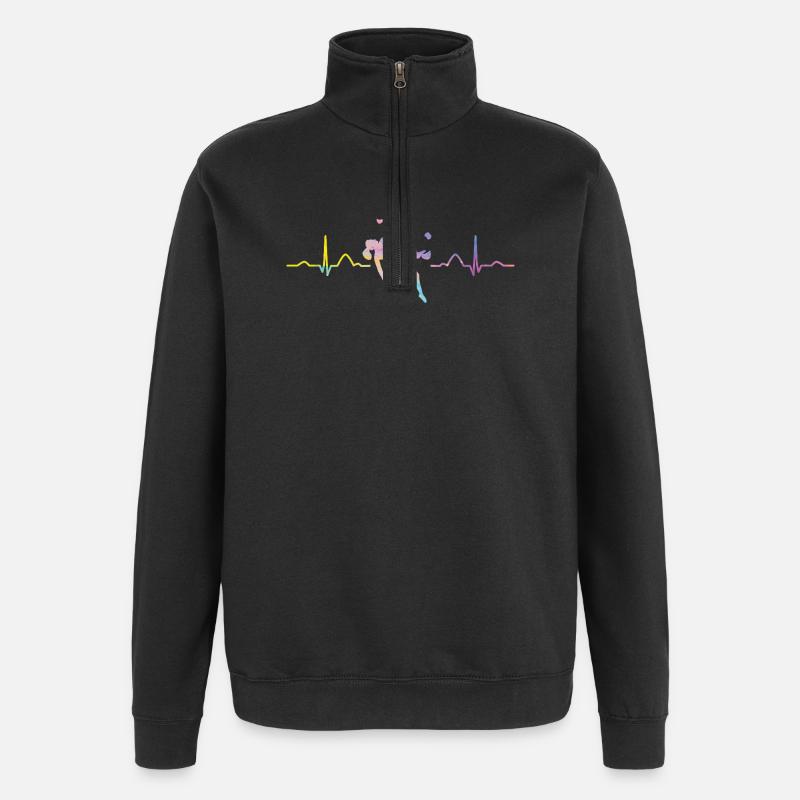 Boulderer Herzschlag Boulder Bouldern - Quarter-Zip-Sweatshirt - Schwarz