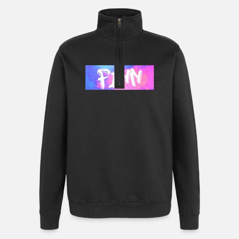 Finn: Neon-Graffiti Galaxie - Quarter-Zip-Sweatshirt - Schwarz