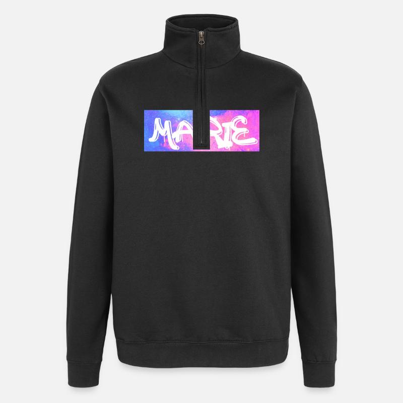 Marie Graffiti Neon Splash - Quarter-Zip-Sweatshirt - Schwarz