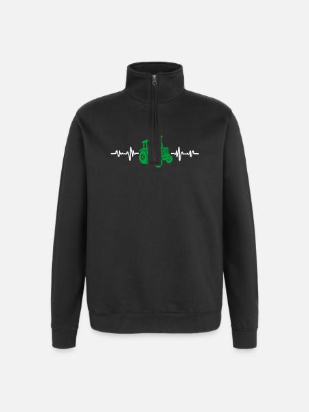 Traktor Herzschlag Bauer - Quarter-Zip-Sweatshirt - Schwarz