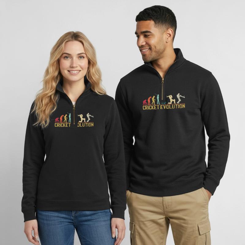 Cricket Evolution Themed Design Quarter-Zip Sweatshirt