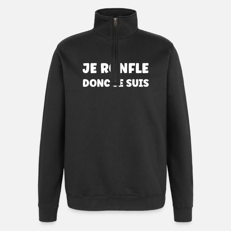 ronfle - Sweat à zip 1/4 - noir