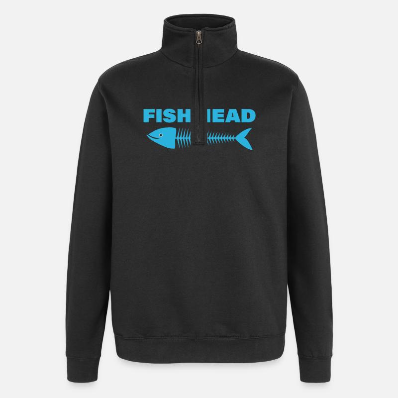 tête de poisson - Sweat à zip 1/4 - noir