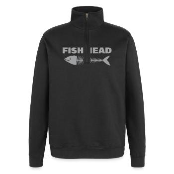 tête de poisson - Sweat à zip 1/4 - noir - Devant - AI Model Female 172 light (172cm) & AI Model Male 178 dark (178cm)