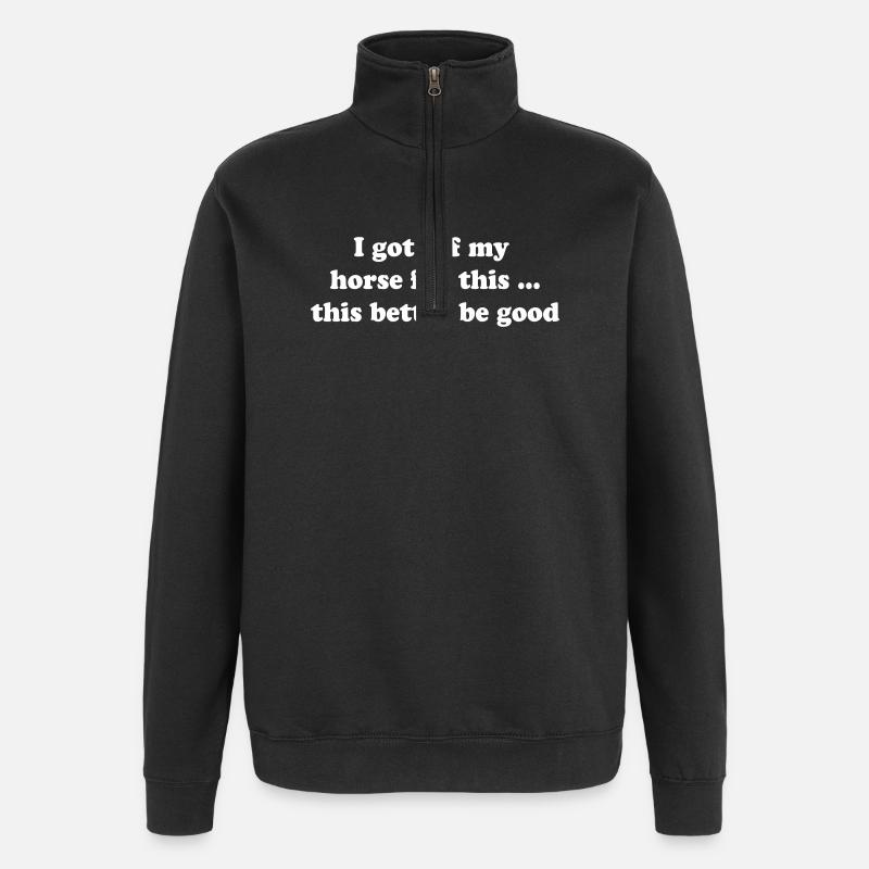 Pferd - Quarter-Zip-Sweatshirt - Schwarz