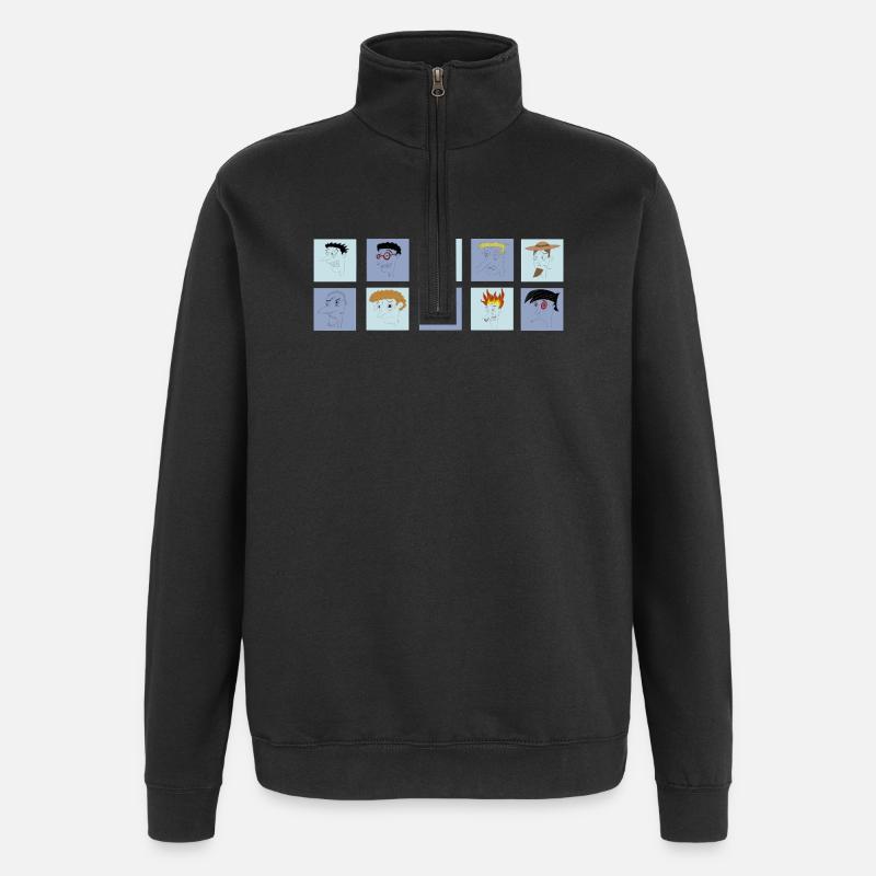 Sammlung gestresster Männer - Quarter-Zip-Sweatshirt - Schwarz