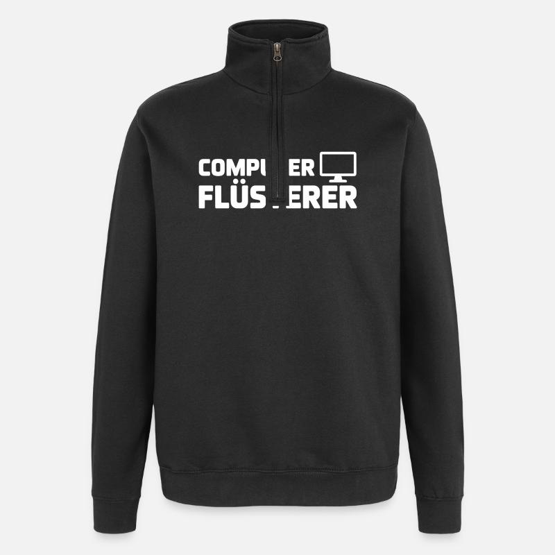 Computerflüsterer Shirt - Quarter-Zip-Sweatshirt - Schwarz