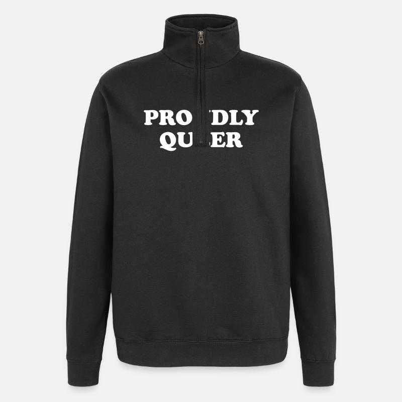 Proudly Queer - Quarter-Zip-Sweatshirt - Schwarz