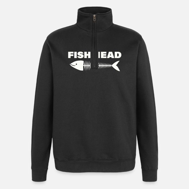 tête de poisson - Sweat à zip 1/4 - noir