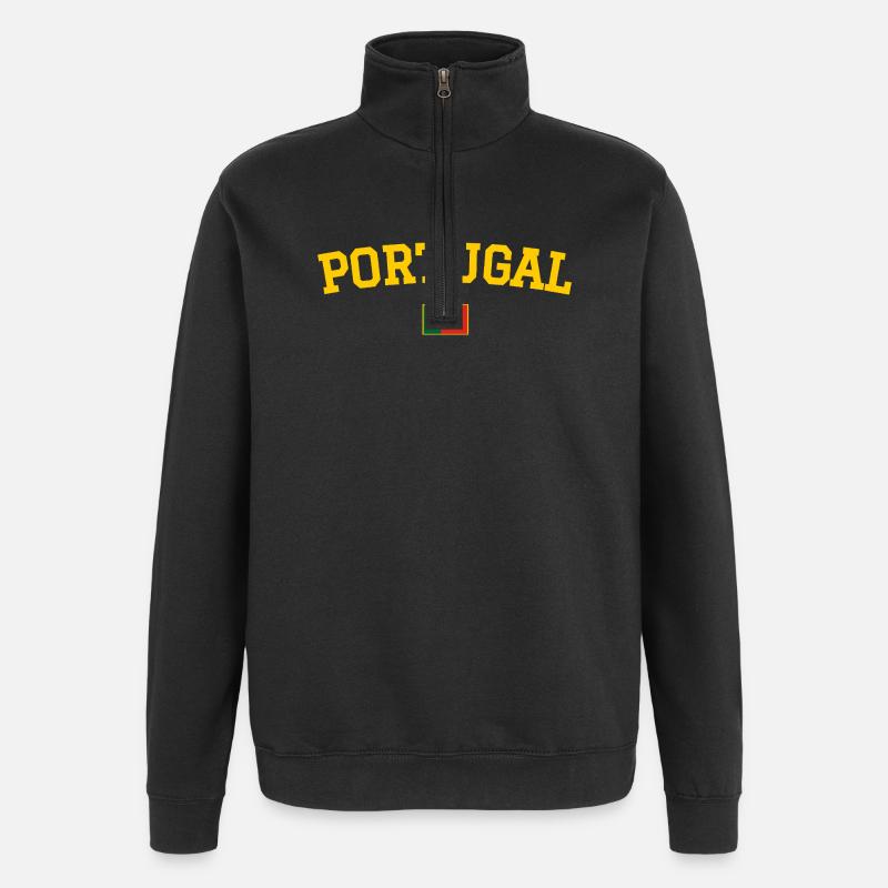 Drapeau du Portugal jaune - Sweat à zip 1/4 - noir