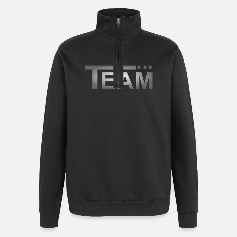 Team Stars Grau - Quarter-Zip-Sweatshirt - Schwarz