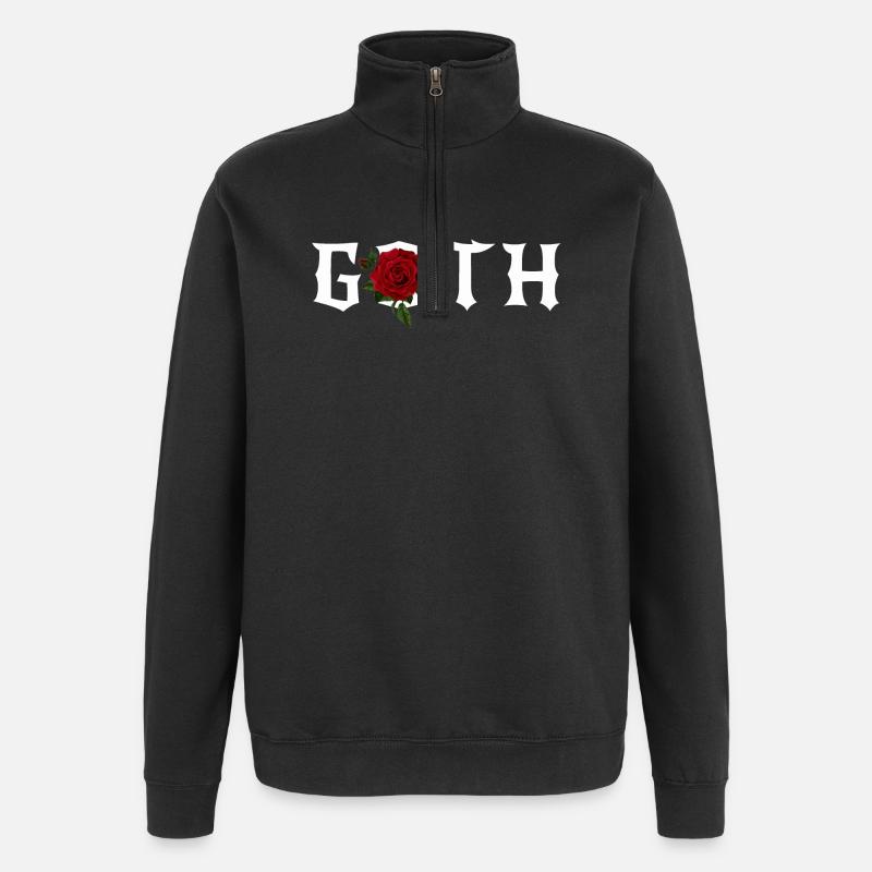 Gothic, Gothic-Thema mit roter Rose - Quarter-Zip-Sweatshirt - Schwarz