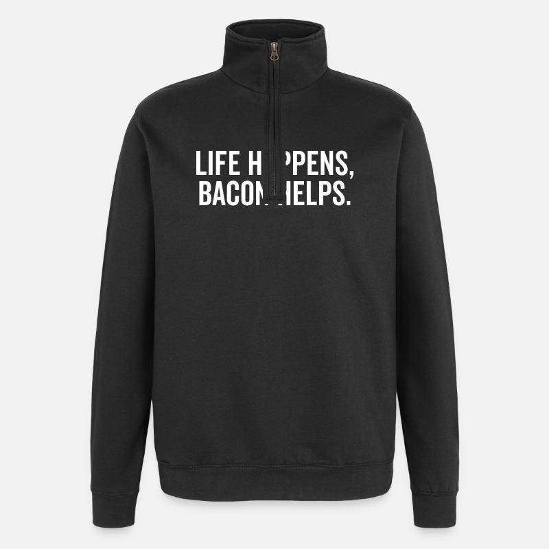 Life Happens Speck hilft - Quarter-Zip-Sweatshirt - Schwarz