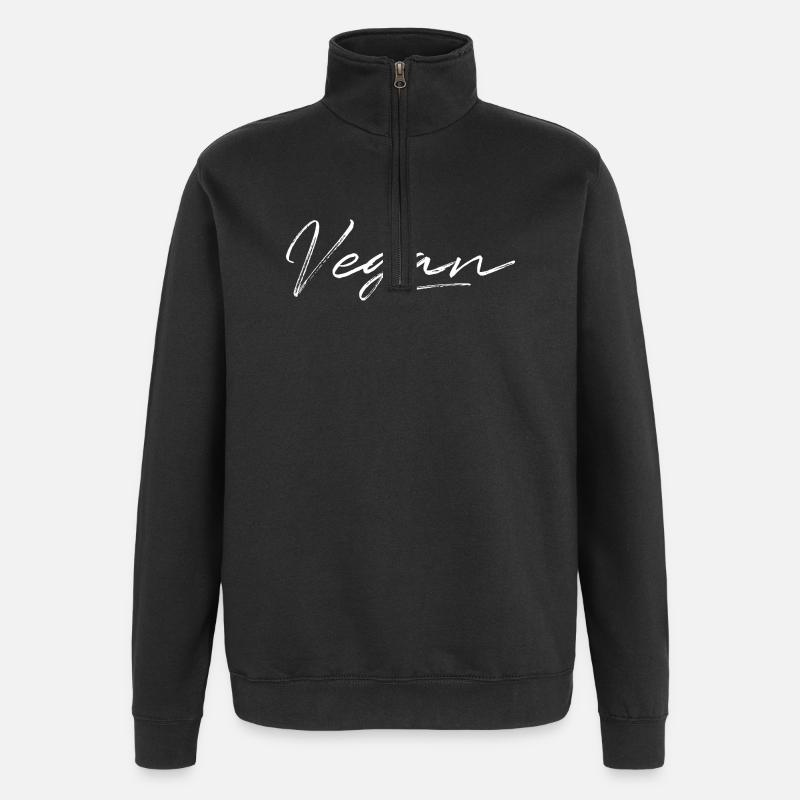 Lettrage végétalien Écriture manuscrite - Sweat à zip 1/4 - noir