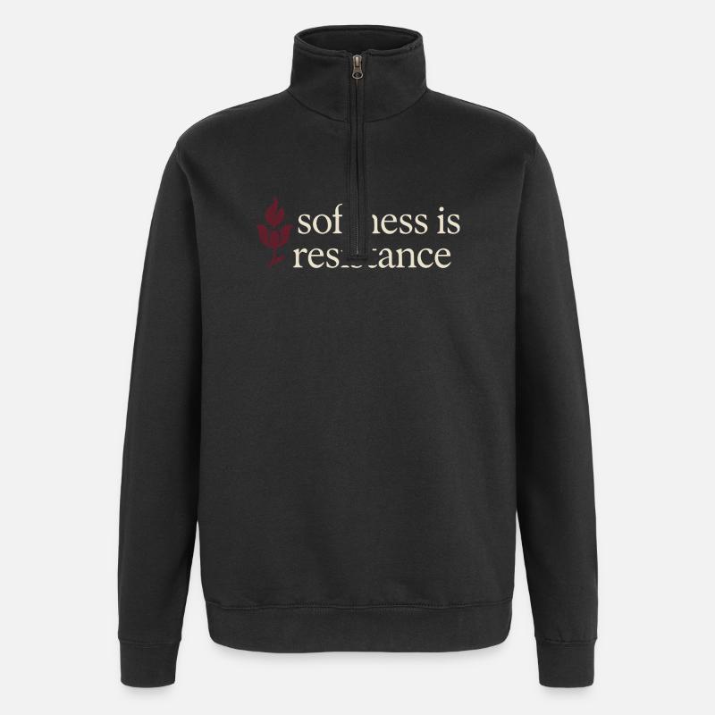 Eleganter Femininer Lebensstil, Sanfte - Quarter-Zip-Sweatshirt - Schwarz