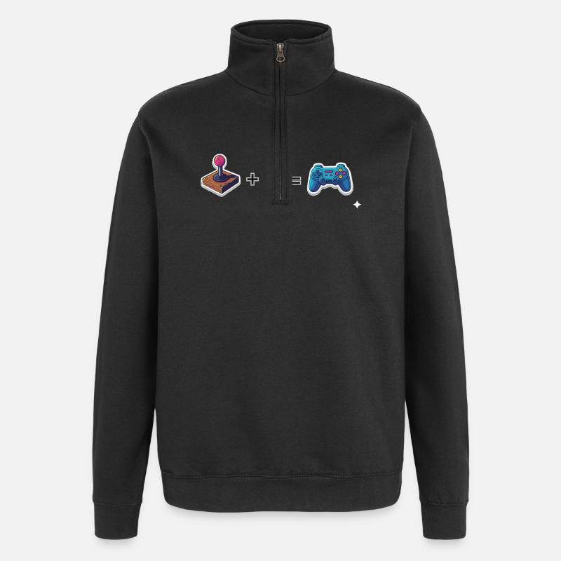 Retro Joystick trifft Gamepad - Quarter-Zip-Sweatshirt - Schwarz
