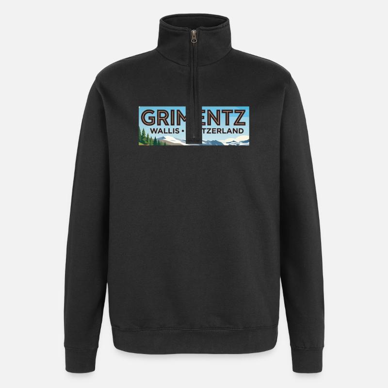 Grimentz Panorama Schweiz - Quarter-Zip-Sweatshirt - Schwarz