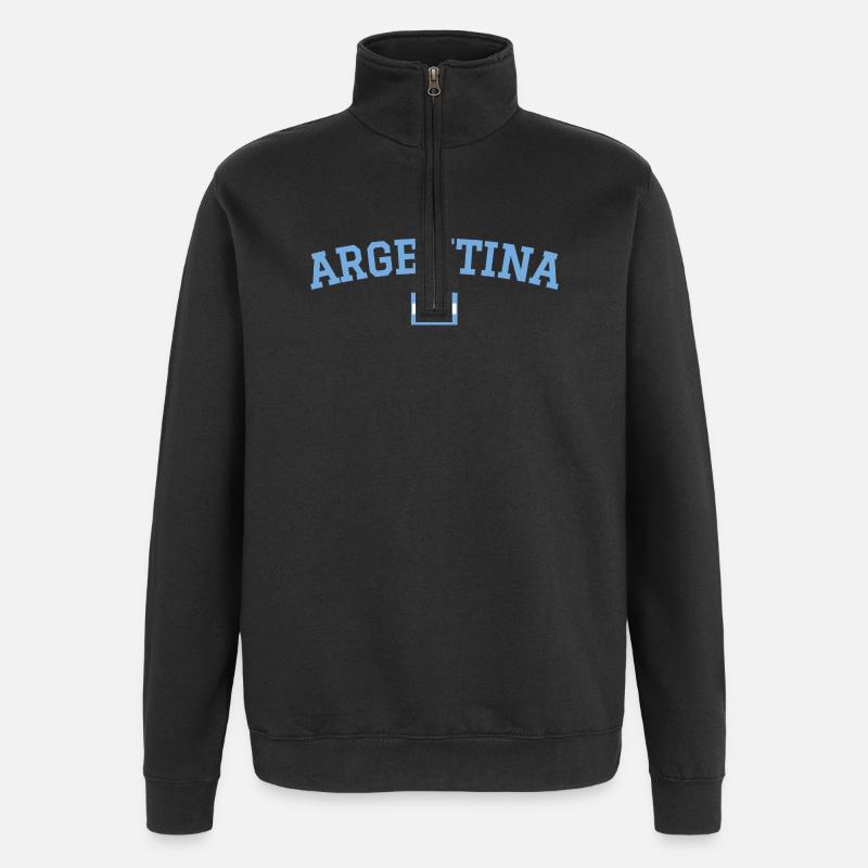 Argentina Flag Design Blue - Quarter-Zip Sweatshirt - black