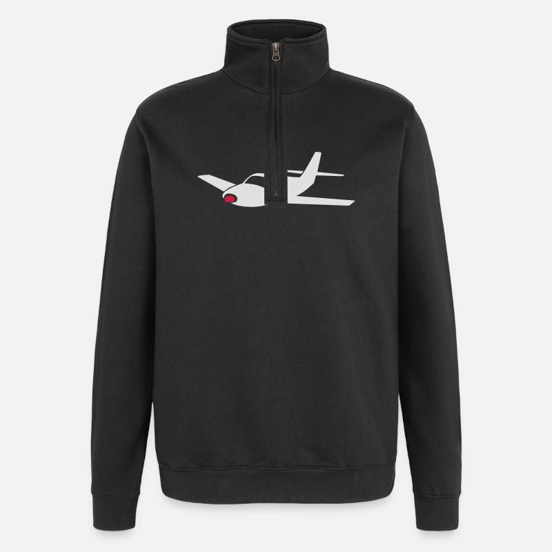 petit avion (couleur personnalisable!) - Sweat à zip 1/4 - noir