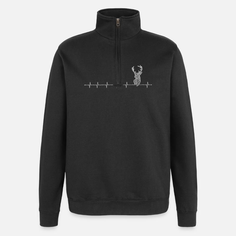 Geometric Deer Heartbeat - Quarter-Zip Sweatshirt - black