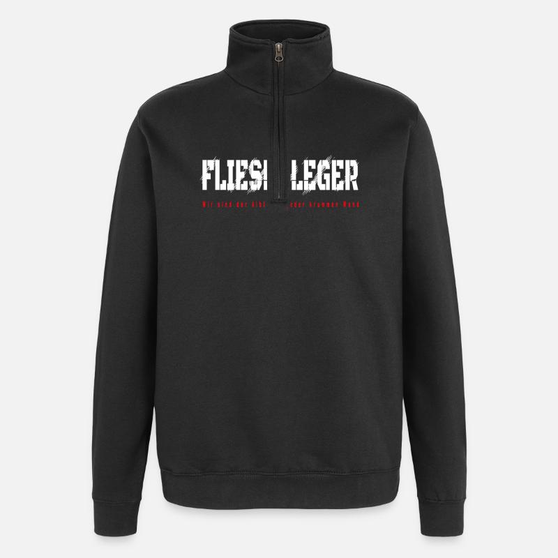 Fliesenleger Design - Quarter-Zip-Sweatshirt - Schwarz