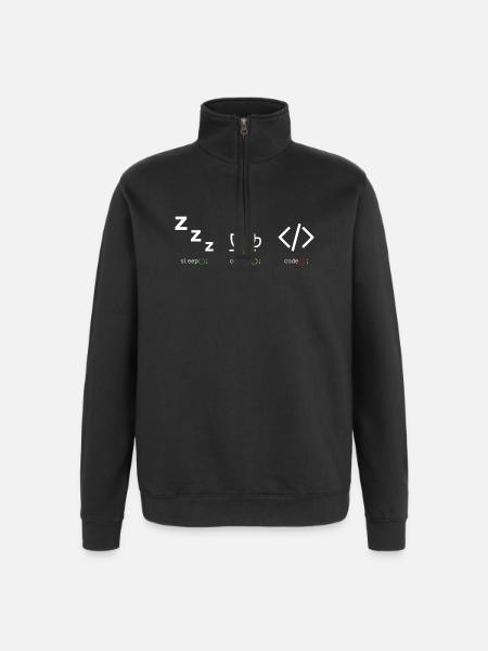 Code Kaffee Schlaf Trio - Quarter-Zip-Sweatshirt - Schwarz