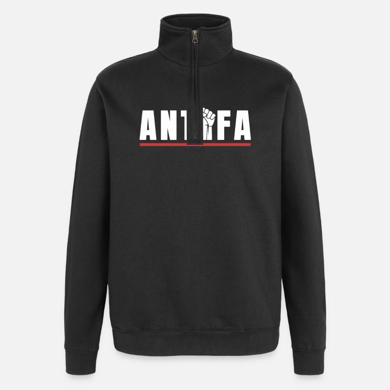 Antifa Protestfist Antifascist Statement - Quarter-Zip Sweatshirt - black