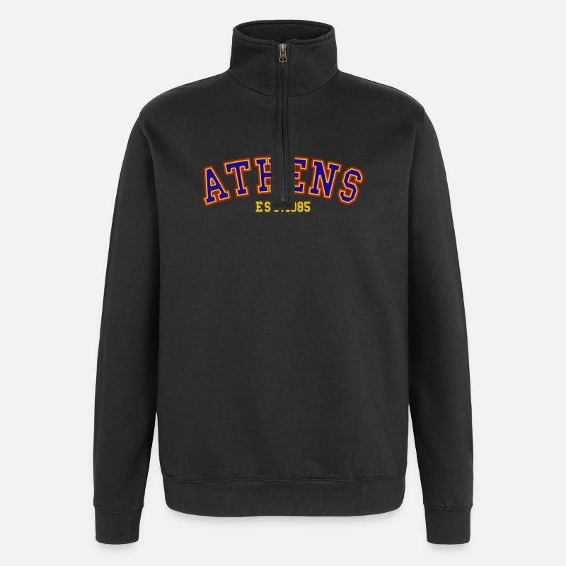 Athen Est.1985 - Quarter-Zip-Sweatshirt - Schwarz