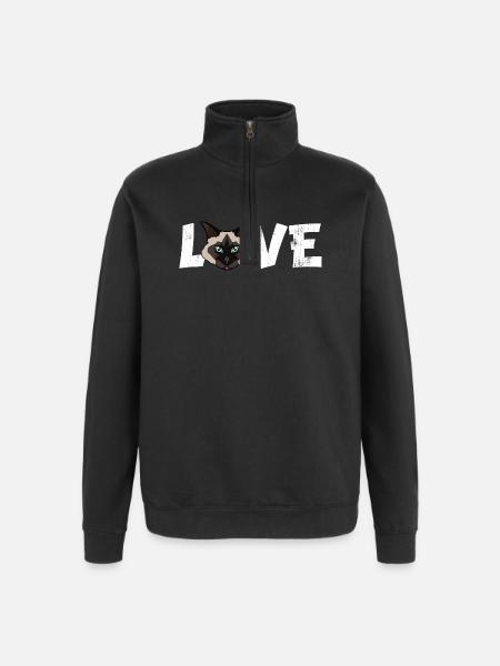 Birman Cat Love Funny Breed Illustration - Quarter-Zip Sweatshirt - black