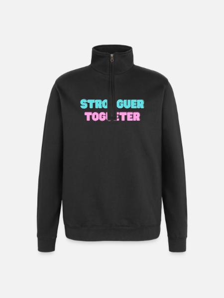 STRONGER_TOGUETER - Sweat à zip 1/4 - noir